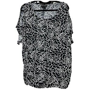 2/$30 Stacey Summers Vintage Blouson Top 2X Cold Shoulder Floral Stretch Y2K
